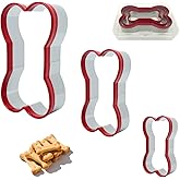 Dog Bone Shapes Cookie Cutters 3 Pieces, Dog Treats Cutters 2.52" 3.35'' 3.82", Stainless Steel Biscuit Mold with Soft PVC Cover Coated