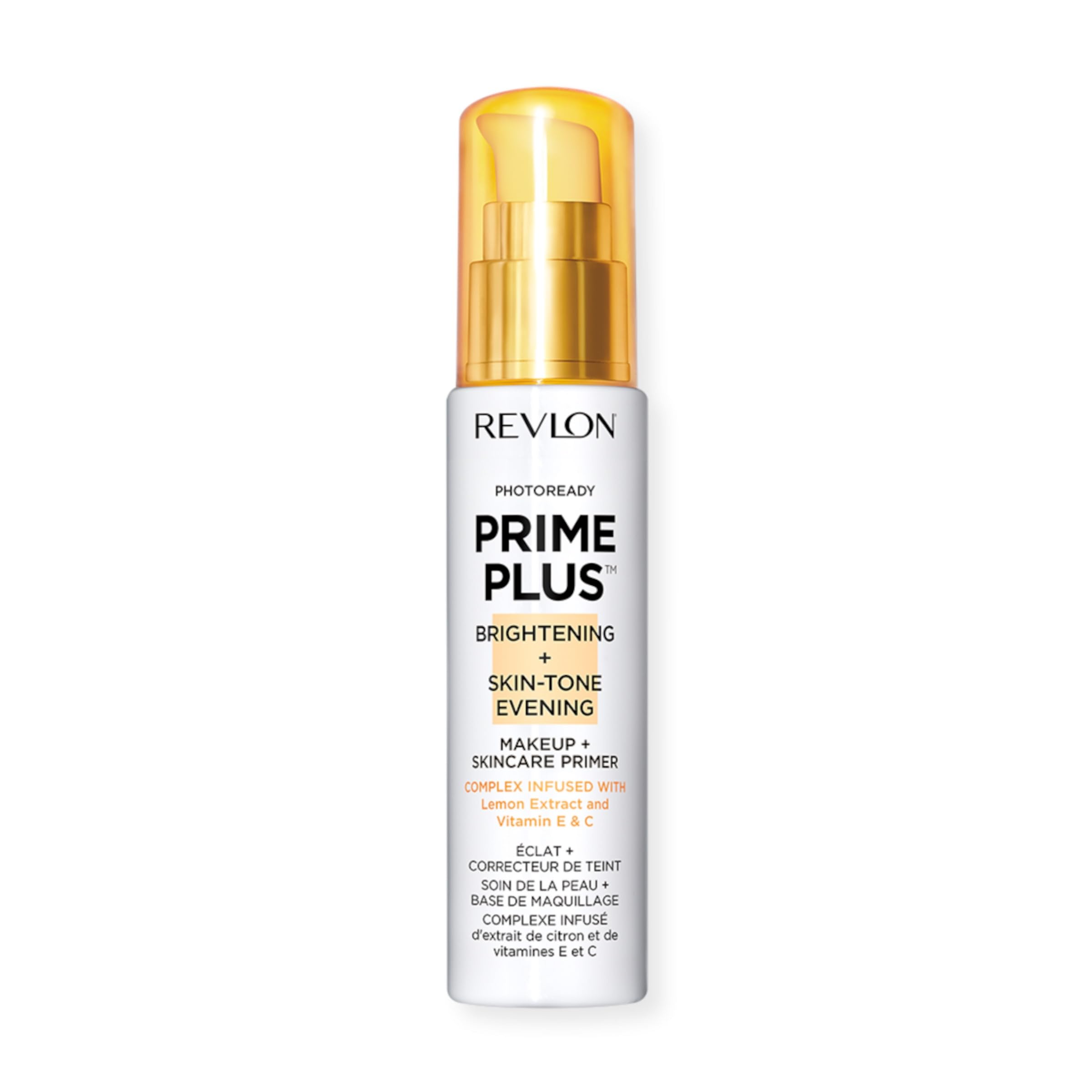 Revlon Prime Plus Makeup & Skincare Primer, Brightening and Skin-Tone Evening, Formulated with Vitamin C and Lactic Acid, 30ml