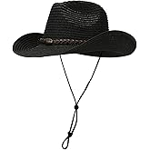 Straw Cowboy Hats Western Cowgirl Hat for Women and Men Foldable Wide Brim Travel Vacation Beach Sun Hats