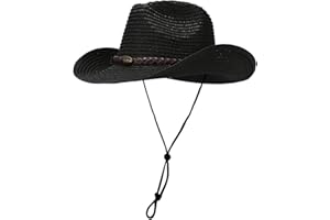 Straw Cowboy Hats Western Cowgirl Hat for Holiday Woven Beach Sun Hat with Wide Brim Shapeable Cowboy Hat for Women's/Men's