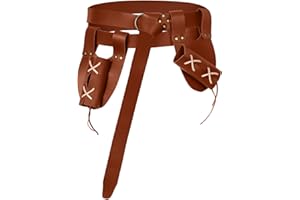 XWXLDD 3 Pcs Medieval Nordic Vikings Celtic Knight O-Belt Sword Dagger Leather Belt Medieval Scabbard Renaissance Pirate