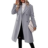 Danedvi Womens Long Double Breasted Coats Lapel Collar Pea Coat Winter Slim Fit Jackets Trench Coat Outwear