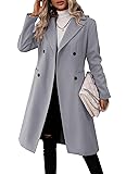 Danedvi Womens Long Double Breasted Coats Lapel