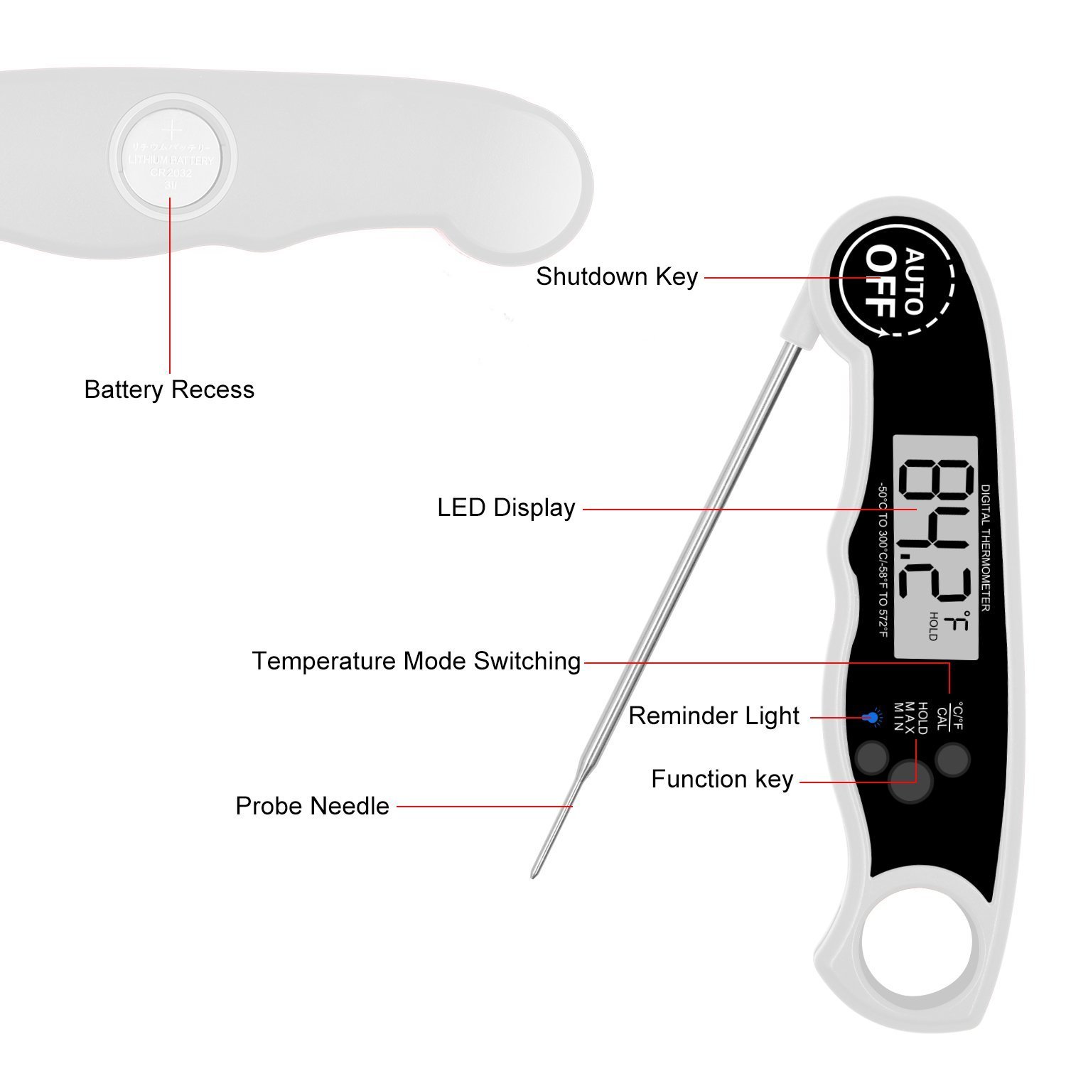 GoldWorld impermeable termómetro de carne, termómetro de cocina ...