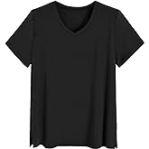 Latuza Women's Viscose Sleep T-Shirt V-Neck Pajamas Top