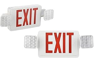SPECTSUN LIGHTING SPECTSUN 2 Pack LED Sign Emergency Light, Red Exit Sign Light with Battery Backup, Exit Light with Emergency Light/Photoluminescent Exit Sign/Emergency Exit Light Led/Lighted Exit Sign