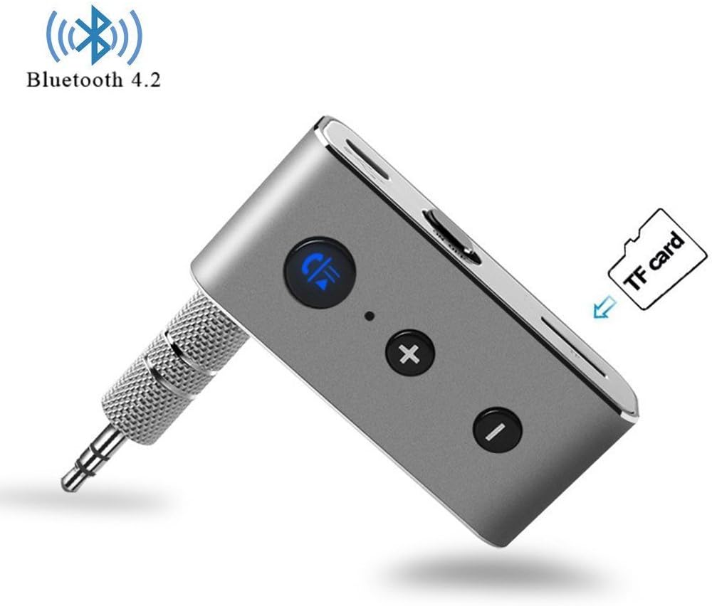 Yabland Bluetooth Receiver,Bluetooth 4.2 Wireless Receiver Portable Bluetooth 3.5mm AUX Adapter Car Kit Hands Free,Support TF Card for Headphones,Speakers,Home,Car Audio Sound Stereo Music System