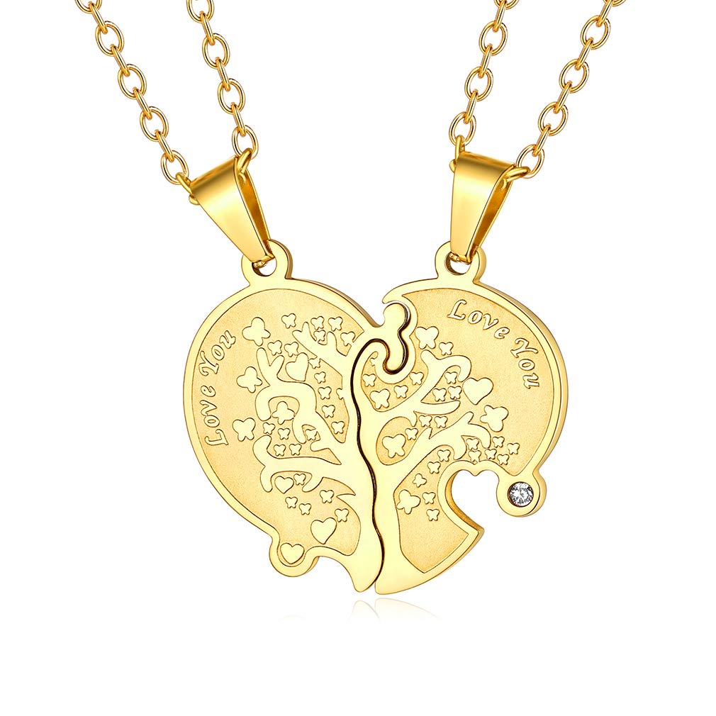 Custom4U Heart Matching Pendant Gold plated Puzzle Necklaces for Him Her Couples Jewellery for Birthday Anniversary Valentines Day — image 1