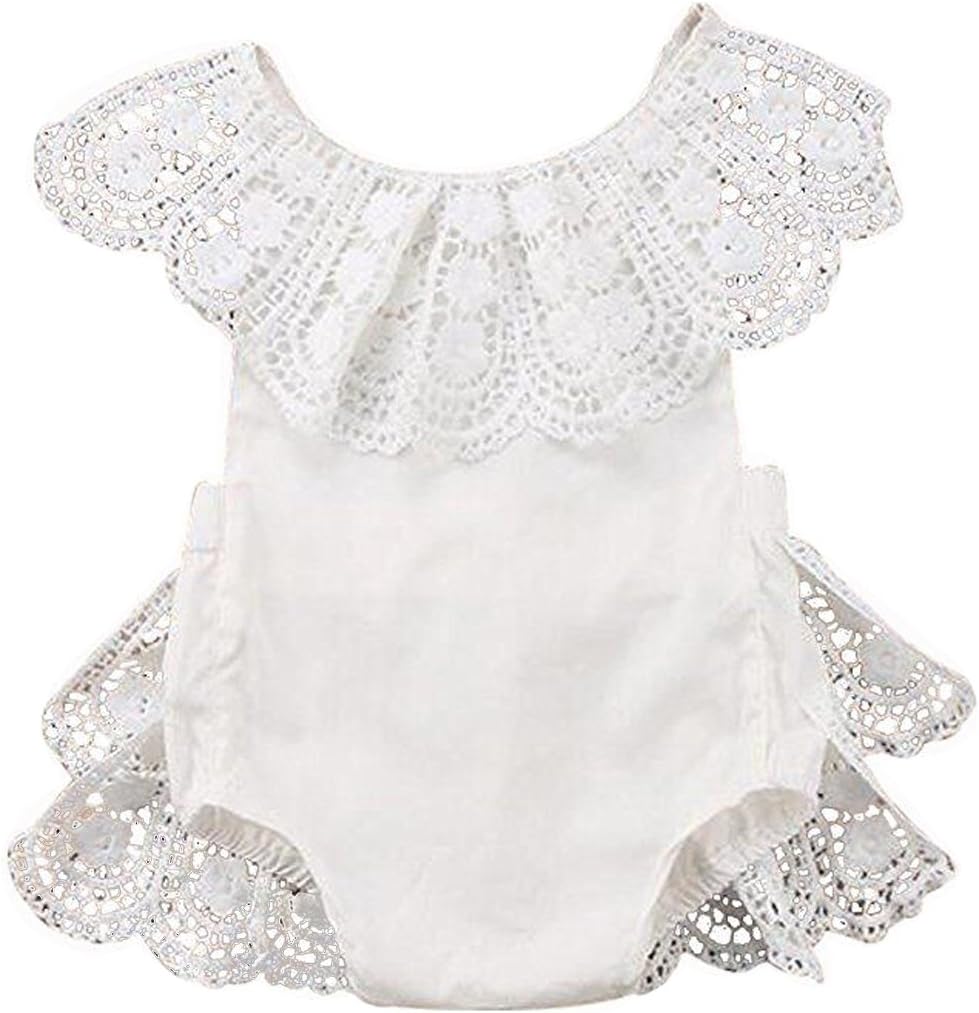 Infant Baby Girl Lace Floral Ruffles Baby Girl Romper Cake Sunsuit Outfits