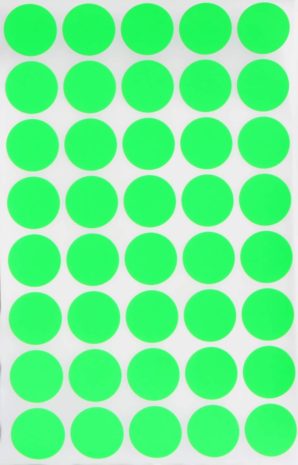 Royal Green Round Stickers Color Dots Labels 19mm (2cm) 3/4 Inch - Neon Green - 600 Pack