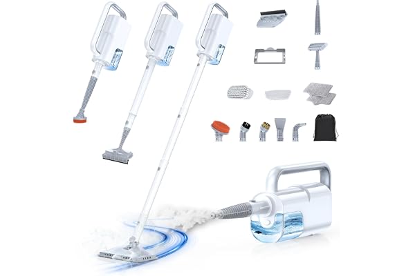 10-in-1 Steam Mop with Detachable Handheld Steamer,350ml Tank, 10s Heat-Up, 248°F Steam Cleaner, 2-Level Control and Swivel H