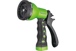 FXFOUCS Garden Hose Nozzle Sprayer– this high heavy-duty spray nozzle offer 7 watering patterns for watering plants, lawns & gardens, washing cars, household cleaning and showering pets. (Green)