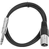 Seismic Audio - SATRXL-M2 - Black 2' XLR Male to 1/4" TRS Patch Cable
