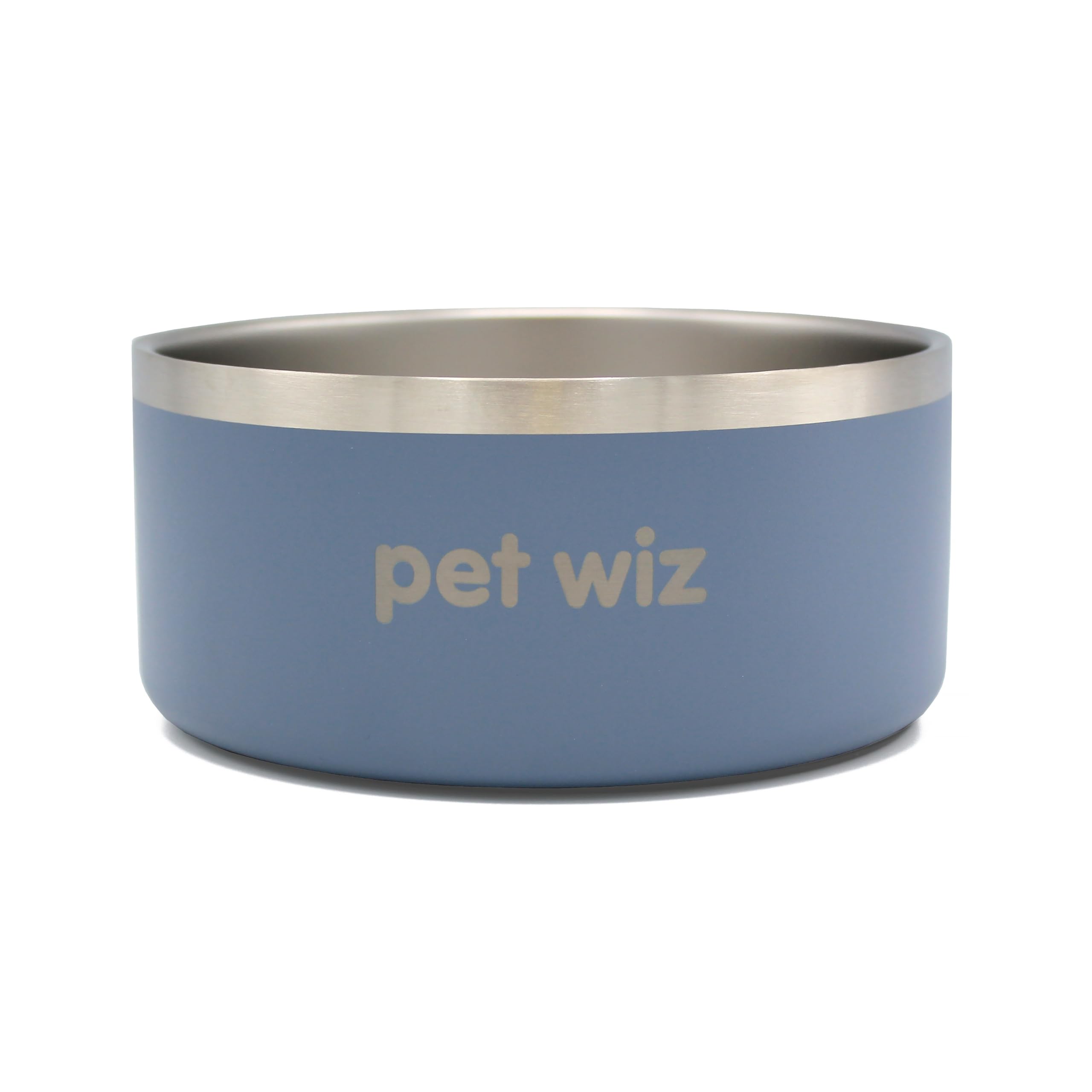 Stainless Steel Double Walled Dog Bowls | Durable, Non-slip & Dishwasher Safe Pet Bowl with Powder Coating Colour | Available in 900ml and 1900ml, in Grey or Teal (Grey, 900ml)