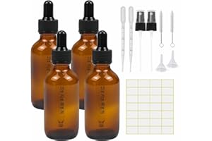 Dropper Bottle 60ml(2oz), Refillable Sample Dropper Bottle with Measured Dropper, Amber Glass Eye Dropper Bottle, for Perfume