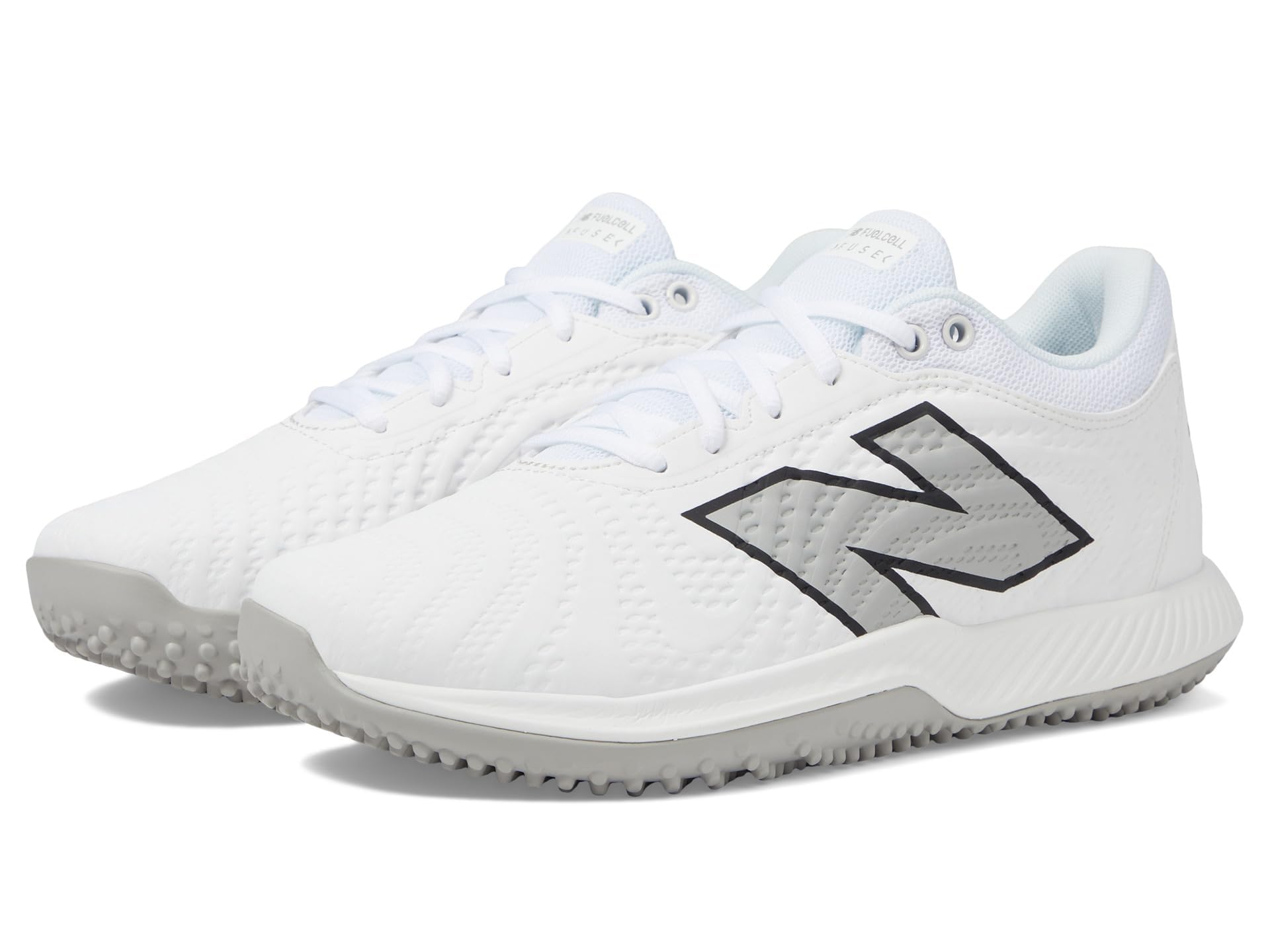 Photo 1 of New Balance Women's FuelCell Fuse v4 Turf Trainer Softball Shoe, Optic White/Raincloud/Ice Blue, 7.5 Wide