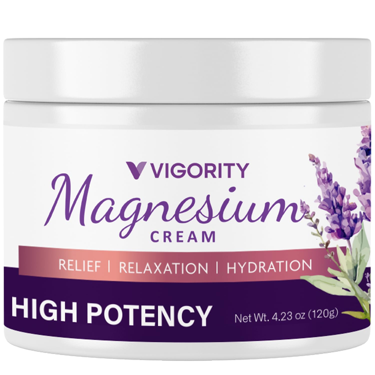 VIGORITY Magnesium Cream for Sleep: Magnesium Lotion for Leg Cramps - Soothing Magnesium with Lavender, Vitamin E and Shea Butter - Safe for Kids & Pregnant Individuals - 4.06 oz