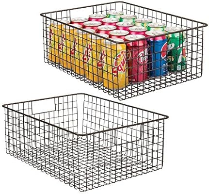 Mdesign Kitchen Pantry Organizing Wire Basket With Handles Pack Of