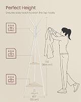 VASAGLE Rack Stand Coat Tree Hall Tree with 2 Shelves Natural Beige White view 7