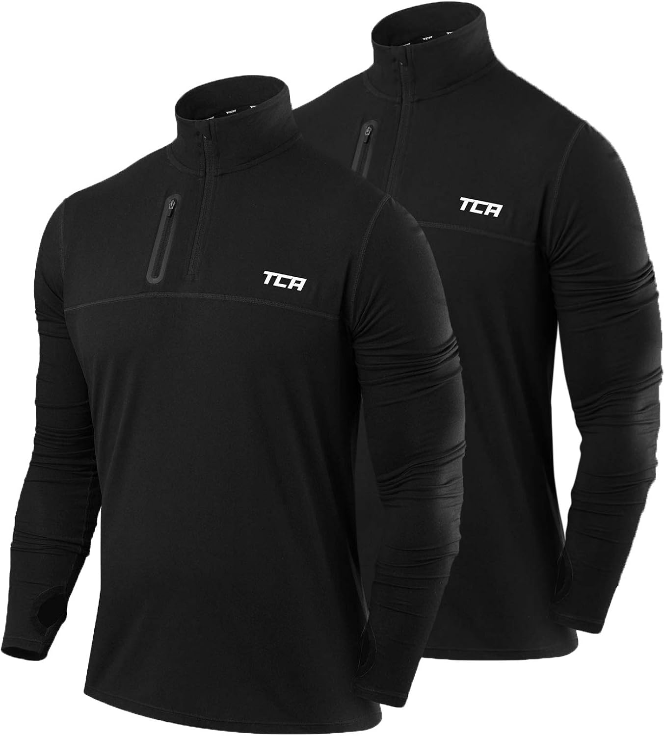 TCA Men's Fusion Pro Quickdry Long Sleeve Half-Zip Running Shirt: Clothing