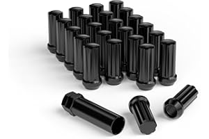 YIZBAP 24PCS M14x1.5 2 inch Lug Nuts Black, Closed End Spline 14x1.5 Lug Nuts for Aftermarket Wheels Wheel Lug Nut, 24PCS+1 Key