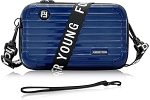 WisePoint Mini Suitcase Crossbody Bag, Plastic Mini Suitcase Bag Suitcase Purses Stylish Suitcase Cosmetic Bag with 2 Straps