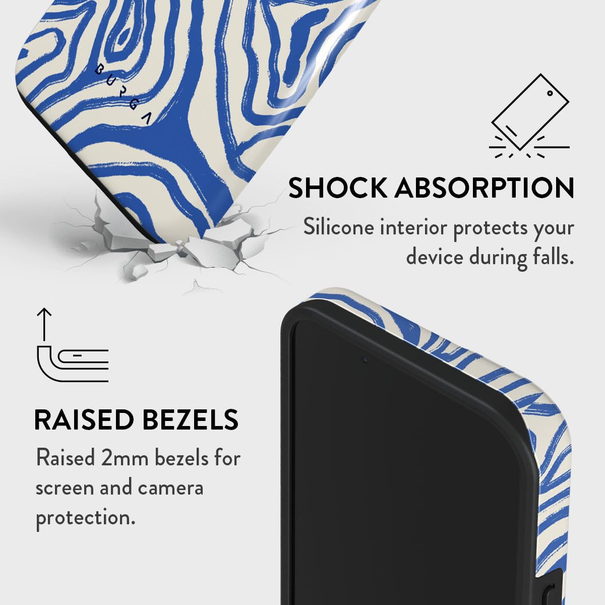 BURGA Phone Case for iPhone 14 - Cute, Trendy, Aesthetic, Pattern Phone Cover, Hard Shell Protection - fits Apple iPhone 14 Case for Women and Men, Blue Ocean Waves - Image 4