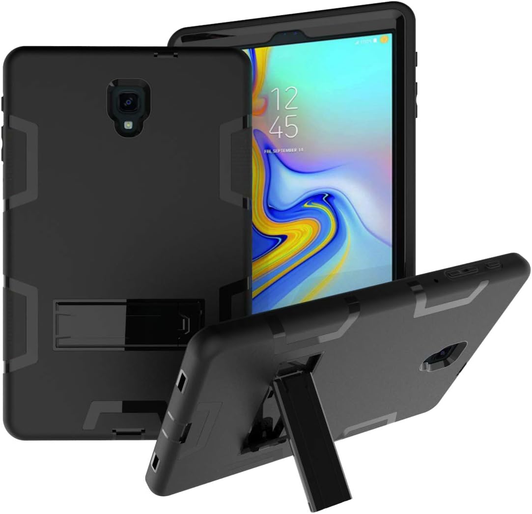 Hansin Kickstand Case for Samsung Galaxy Tab A 10.5 - Three Layer Hybrid Heavy Duty Full-Body Shockproof Anti-Slip Protective Cover for Tab A 10.5 Inch (SM-T590 / SM-T595) 2018 Release, Black
