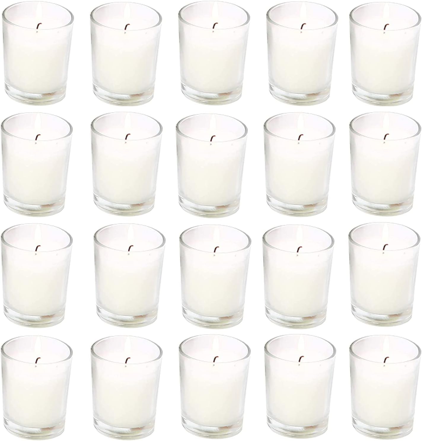 Candles & Holders - 20 Pack Warm White Unscented Clear Glass Filled Votive Candles. Hand Poured Wax Candle Ideal Gifts for Aromatherapy Spa Weddings Birthdays Holidays Party (Warm White)