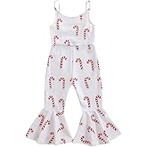 Noubeau Toddler Kids Baby Girl Thanksgiving Outfits Turkey Bell-Bottom Romper Sleeveless Sling Jumpsuit