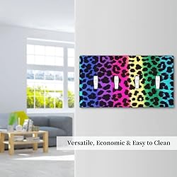 Rainbow Colorful Leopard 4 Gang Light Switch Cover