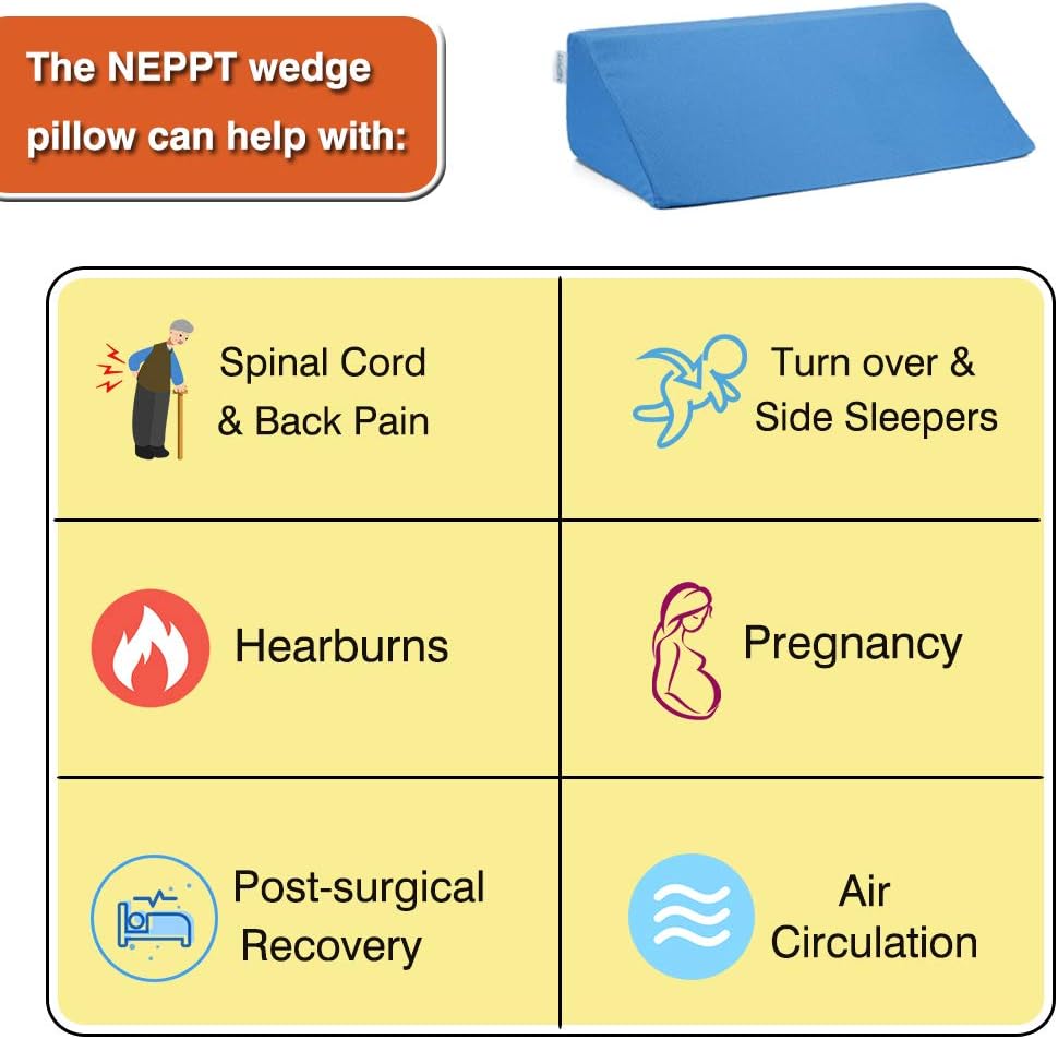 Wedge Pillows for Sleeping Foam Bed Wedges Body Positioners 30 Degree Incline Pillow for Adults, Side Sleeping, Back Pain, Medical Elevated Bolster Positioning Wedge (1 Pillow + 2 Cover): Kitchen & Dining