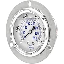 PCI Bimetal Thermometer - 5 Inch Dial, 6 Inch Stem, 50-300°F Range, All Stainless Steel With Back Angle Connection