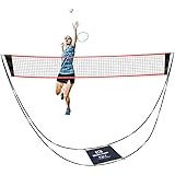 SUNBA YOUTH Badminton Net,Portable Badminton Net Set with Stand Carry Bag,Foldable Tennis Volleyball Net for Indoor Outdoor Sports, No Tools or Stakes Required