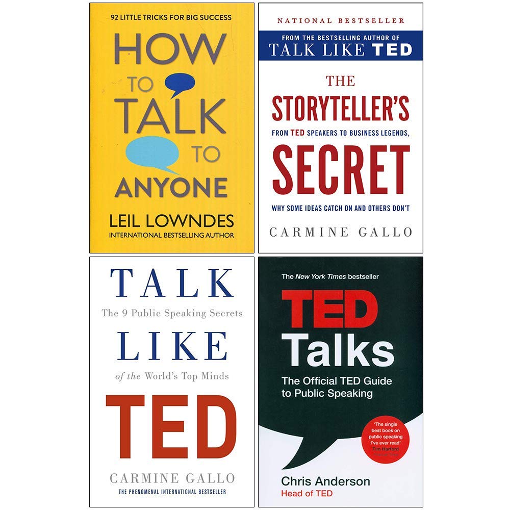 How to Talk to Anyone, The Storyteller’s Secret, Talk Like TED, TED Talks 4 Books Collection Set