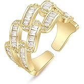 KissYan Gold Rings for Women, 14K Gold Plated Adjustable Statement Irregular Geometric Diamond Twisted Open Stackable Band Chunky Finger Rings Dainty Cubic Zirconia Jewelry Gifts