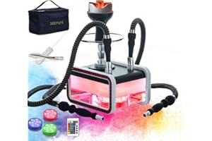 Hookah Set with Travel Case, MRPAPA Micro Cuboid Acrylic Easy Cleaning 2 Hose Hookahs with Everything for Better Shisha Hookah Narguile Smoking