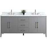 Vanity Art 72 inch Bathroom Vanity with Double Sink & Ceramic Top, Vanity Cabinet with Soft-Closing Doors, Drawers, Solid Woo