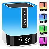 Night Light Bluetooth Speaker Alarm Clock, Upgraded Touch Bedside Lamp for Bedroom, Dimmable Warm Light, 48 RGB Color Changing, Sound Machine with White Noise, Best Gifts for Teenage Boys Girls