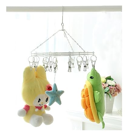 Suspends Toy Organizer Hang Chain With Clips Durable White Plastic Space Saving