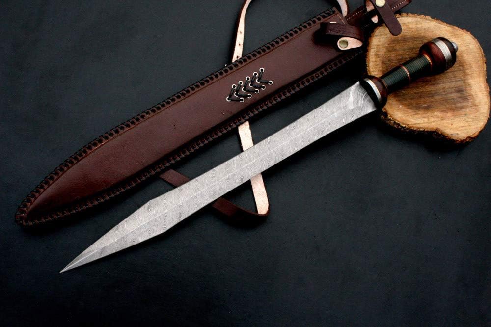 Dailyforge Damascus Steel Sword Full Tang Custom Made Forged Greek DOLCH/Sword/Dagger/GLADIOUS Sword 27"