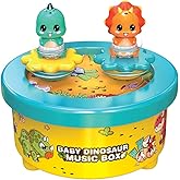 WEofferwhatYOUwant Dinosaur Music Box – Wind-Up Rotating Baby Dinosaur Carousel with “You are My Sunshine” Melody – Safe Nursery Decor, Unisex Toddler Gift, Baby Shower & Birthday Party Cake Topper