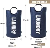DOKEHOM 90L Large Collapsible Laundry Basket Freestanding Dark Blue view 3