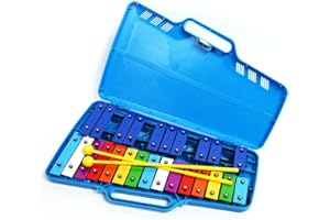 CARA & CO. Professional Plastic Blue Glockenspiel Xylophone with 25 Metal Keys for Adults & Kids - Includes 2 Plastic Beaters