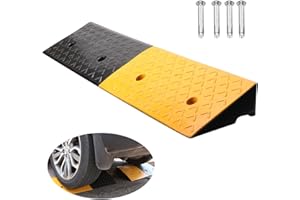 Nisorpa 5" Rubber Curb Ramps 10 Ton Heavy Duty Loading Driveway Ramps with 4 Expansion Screws, Wheelchair Threshold Non-Slip Ramp for Trucks Cars Motorhome Forklifts, 39.3x11.8x5 Inch- Yellow