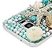 S7 Edge Case, Samsung Galaxy S7 Edge Case - Mavis's Diary 3D Handmade Blue Ocean Series Full Diamonds Bling Crystal Golden Anchor Starfish Cute Shells Design [Full Edge Protection] Clear Hard PC Cover