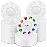 Paint Tray Palettes Bulk Plastic Paint Pallets Round Watercolor Paint Tray for Kid Adult Student School Craft DIY Art Painting Supplies(72 Pcs)