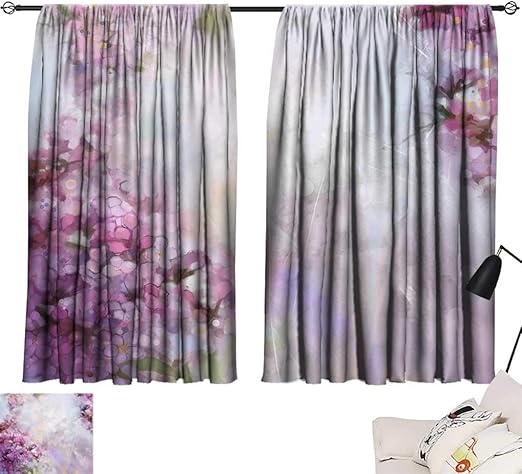 Amazon Com Lakabara Watercolor Painting Curtains Pink Apricot