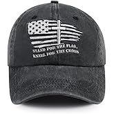 Christian Jesus Cross Hats for Men, Stand for The Flag Kneel for The Cross Baseball Cap