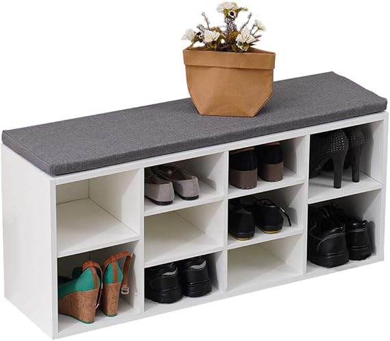 OFCASA - Zapatero de Madera con Asiento y Organizador de Zapatos para
